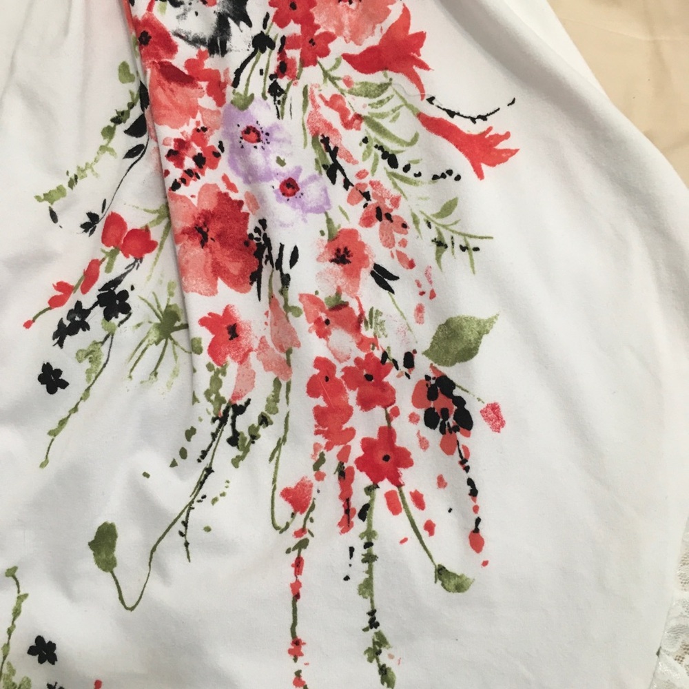 Secret Treasures Floral Pajama Set - White and Red